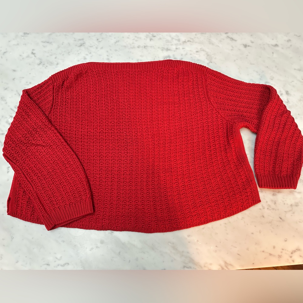 Lafayette 148 red boatneck cotton/silk blend sweater. Size large